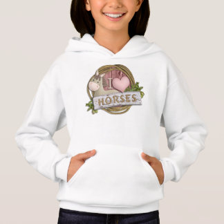 I LOVE Horses Youth Kids Hoodie Sweatshirt