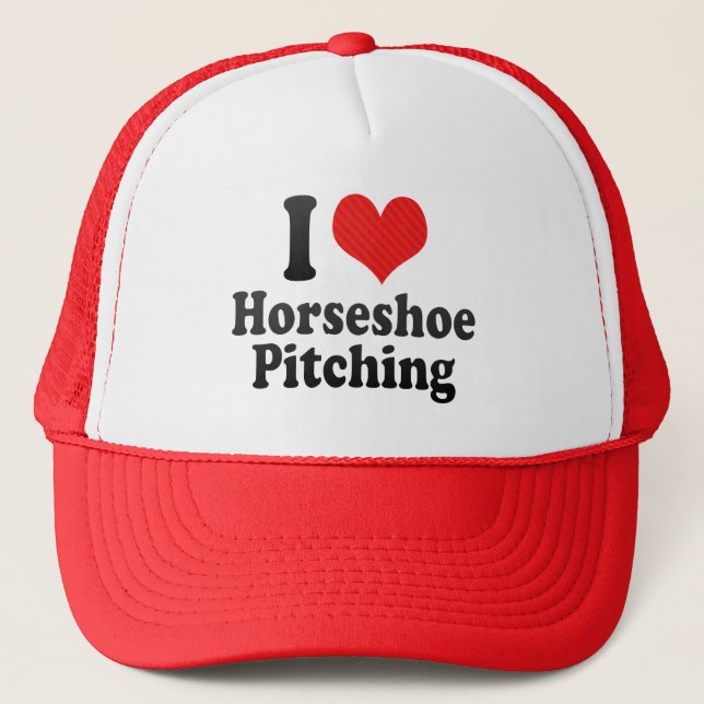 I Love Horseshoe Pitching Trucker Hat (Front)