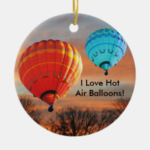 I Love Hot Air Balloons Ceramic Ornament