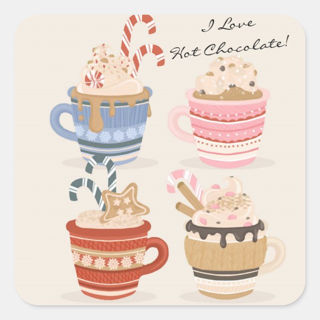 I Love Hot Chocolate Scrapbooking & Journal Square Sticker (Front)