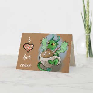 I LOVE hot Coaco Baby Dragon Christmas Mug Holiday Card