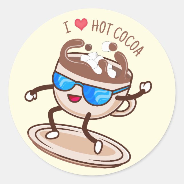 I Love Hot Cocoa Classic Round Sticker (Front)
