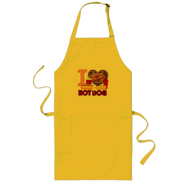 I love Hot Dog Long Apron (Front)