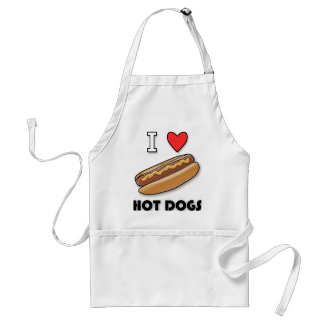 I Love Hot Dogs Adult Apron (Front)