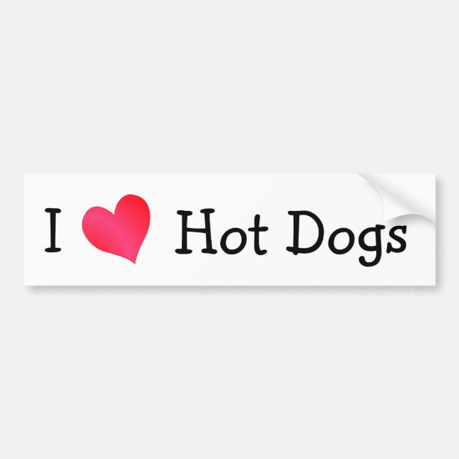 I Love Hot Dogs Bumper Sticker (Front)