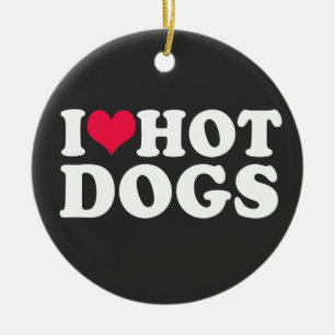 I Love Hot Dogs Ceramic Ornament