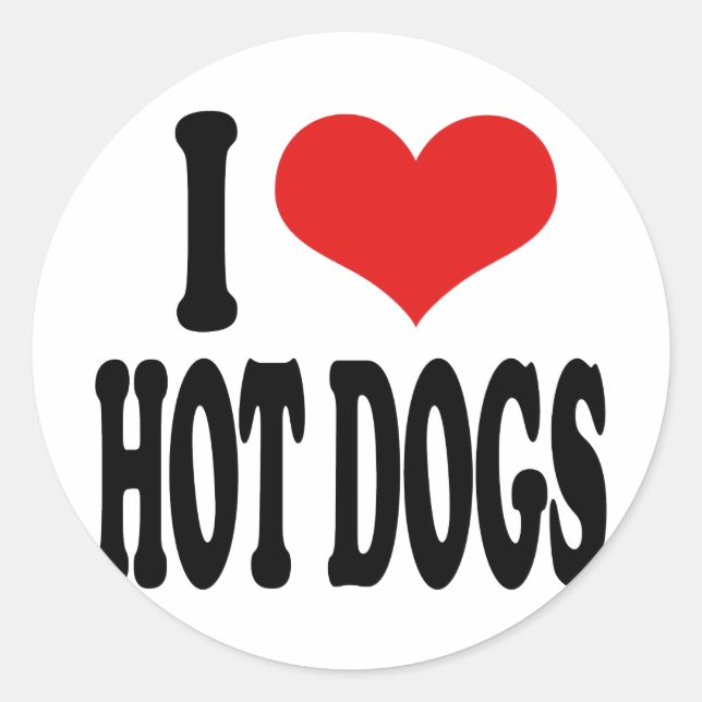 I Love Hot Dogs Classic Round Sticker (Front)