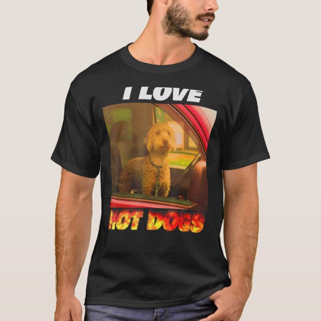 I Love Hot Dogs Funny T-Shirt (Front)