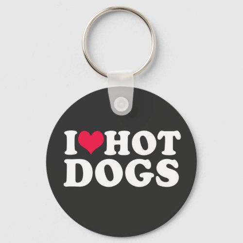 I Love Hot Dogs Keychain