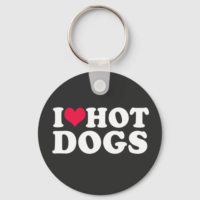 I Love Hot Dogs Keychain (Front)