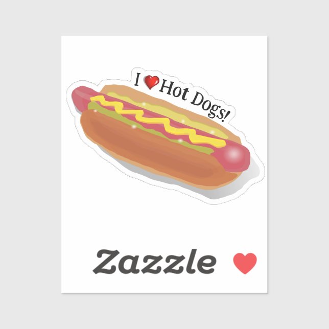 I Love Hot Dogs! Sticker (Sheet)