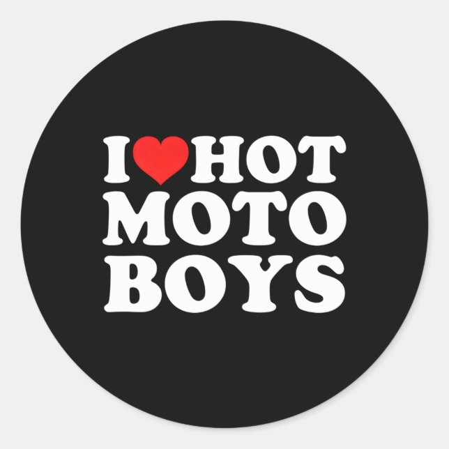 I Love Hot Moto Classic Round Sticker (Front)