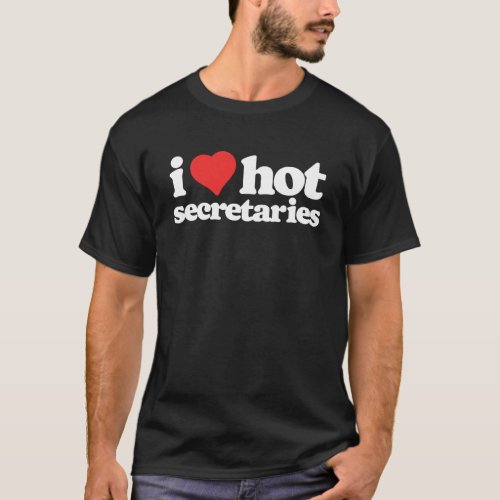 I Love Hot Secretaries Funny 80s Vintage Heart Pul T_Shirt