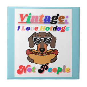 I Love Hotdogs,not People Ceramic Tile
