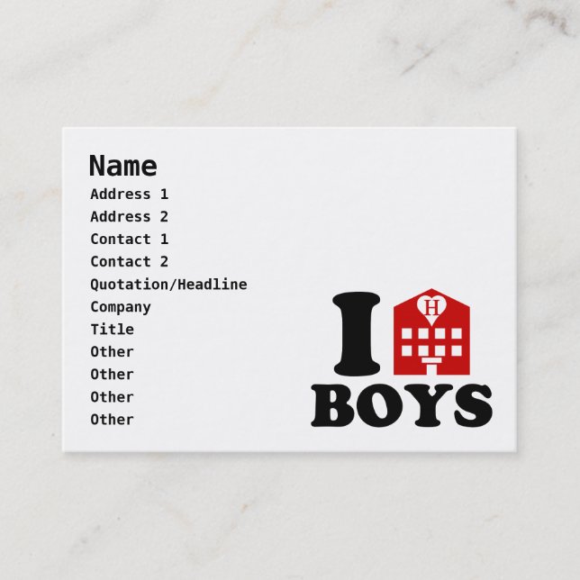 I Love Hotel Boys Business Card (Front)