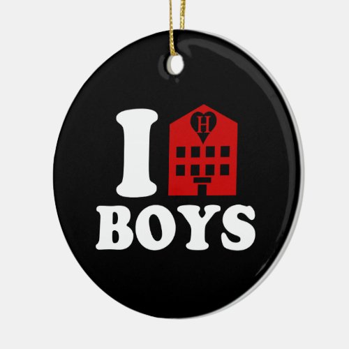 I Love Hotel Boys Ceramic Ornament