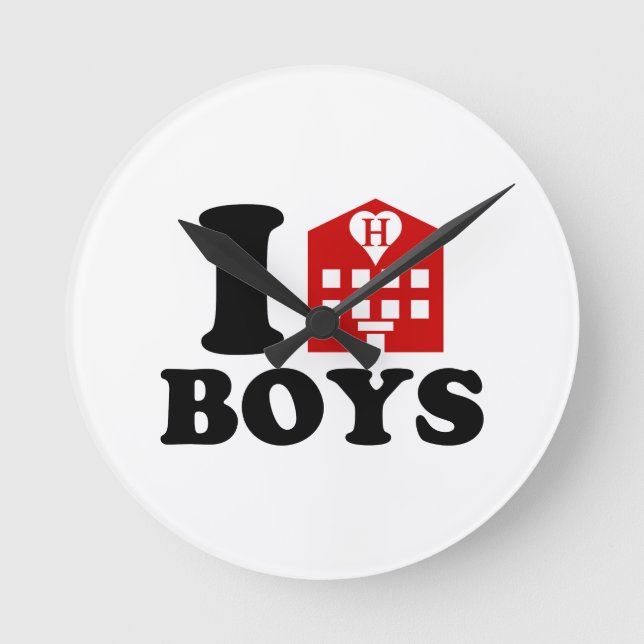 I Love Hotel Boys Round Clock (Front)