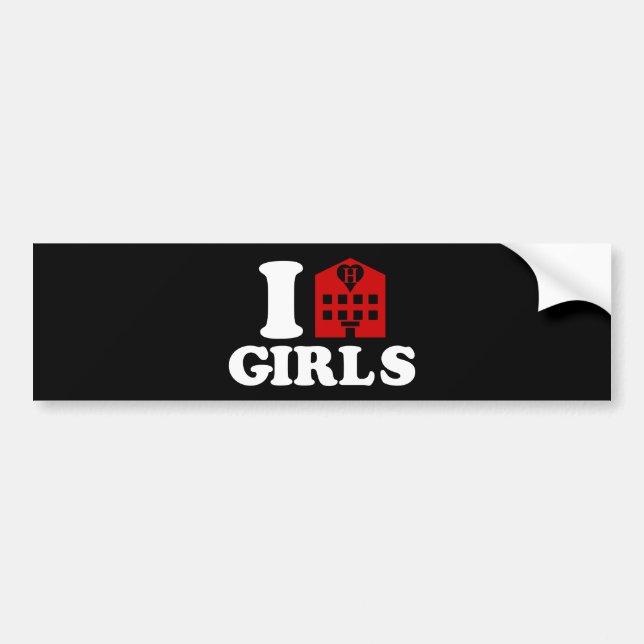 I Love Hotel Girls Bumper Sticker (Front)