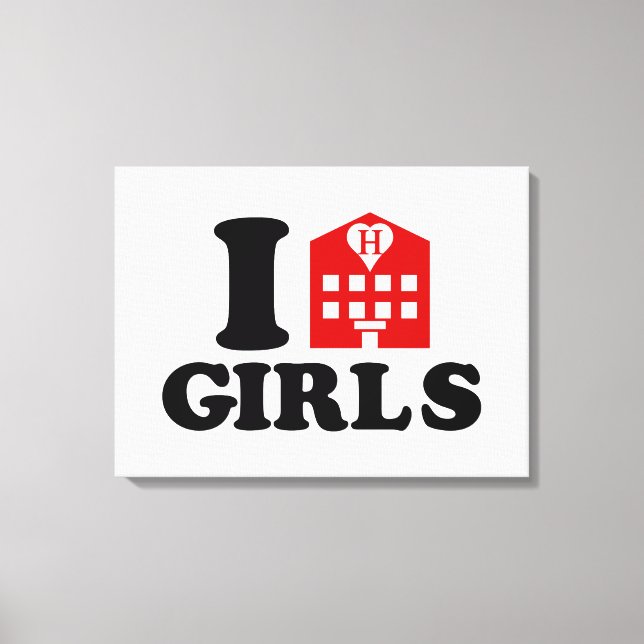 I Love Hotel Girls Canvas Print (Front)