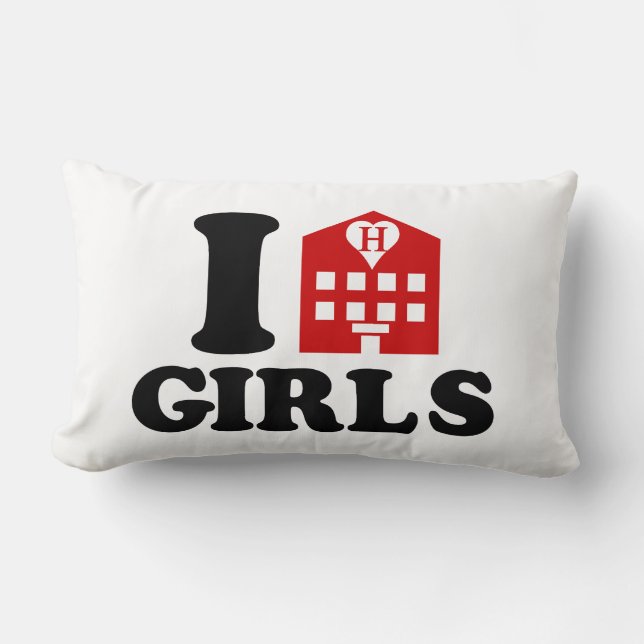 I Love Hotel Girls Lumbar Pillow (Front)