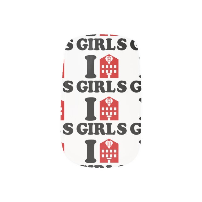 I Love Hotel Girls Minx Nail Wraps (Left Thumb)