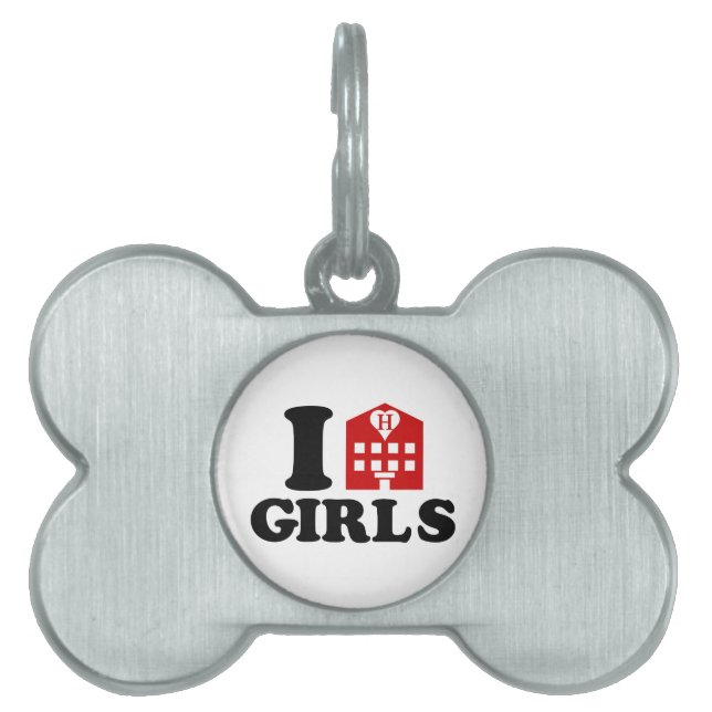 I Love Hotel Girls Pet Name Tag (Front)