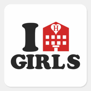 I Love Hotel Girls Square Sticker