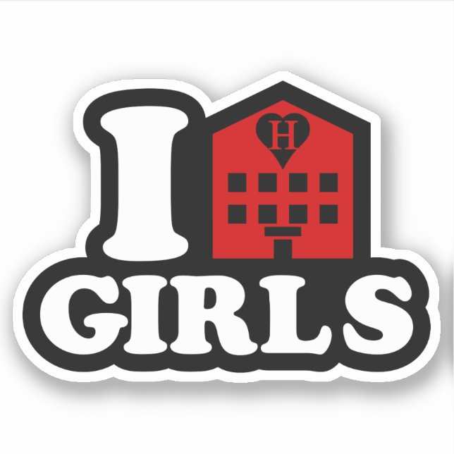 I Love Hotel Girls Sticker (Front)