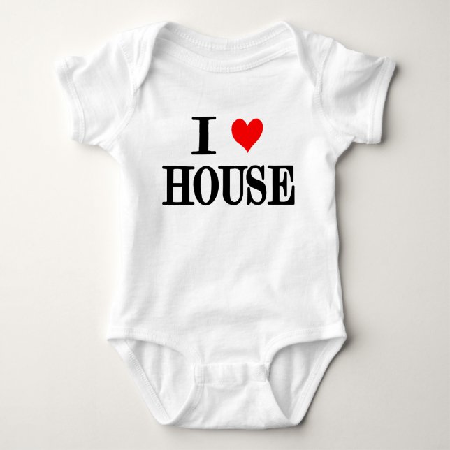 I Love House "house music" baby one peice dj edm Bodysuit (Front)