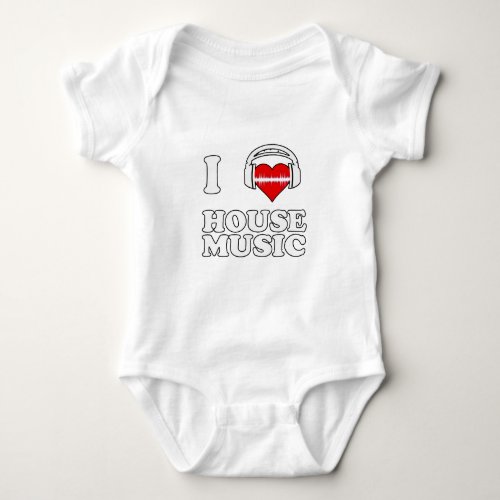 I Love House Music Baby Bodysuit