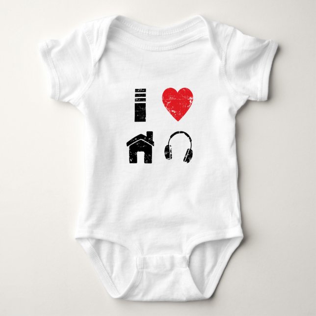 I Love House Music Baby Bodysuit (Front)