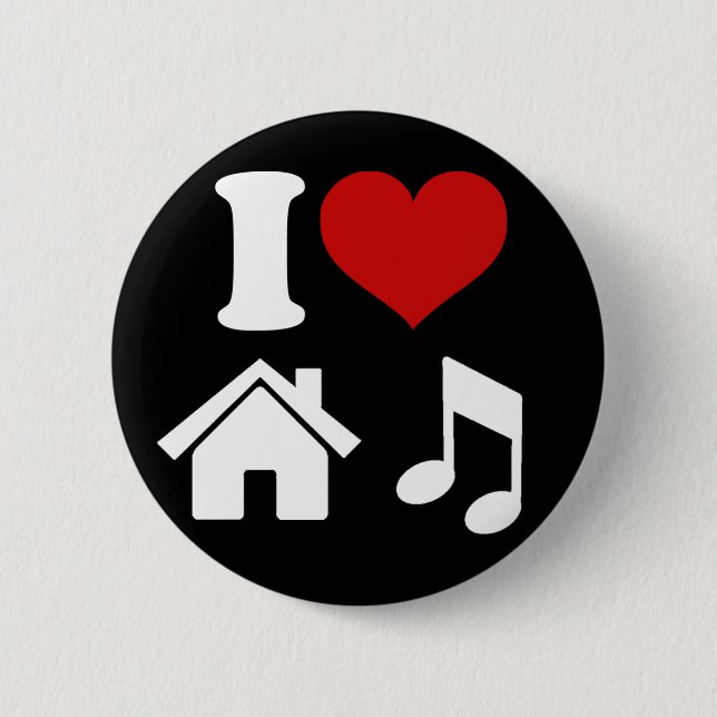 I Love House Music Button | Ibiza DJ Dancing Party (Front)