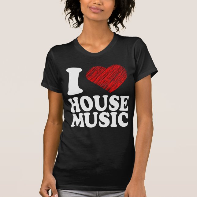 I Love House Music Heart Art Cool Remix 02 T Shirt (Front)