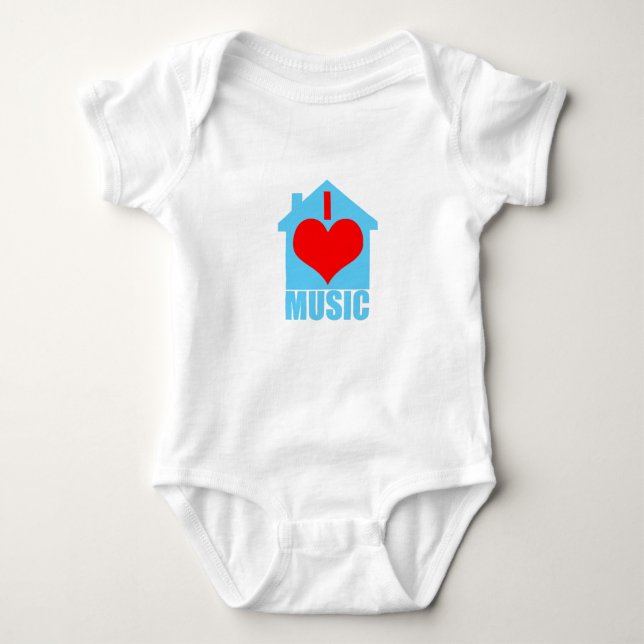 I Love House Music - Heart House Baby Bodysuit (Front)