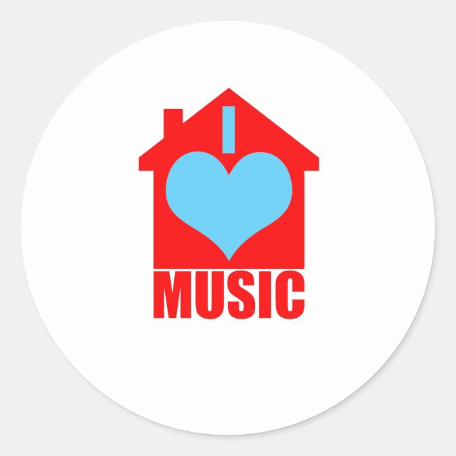 I Love House Music - Heart House Classic Round Sticker (Front)