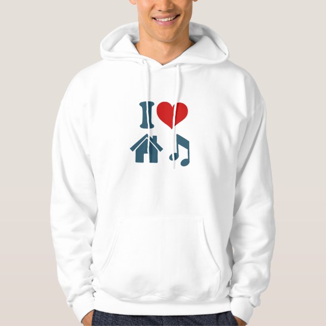 I Love House Music Hoodie | Ibiza Gifts (Front)