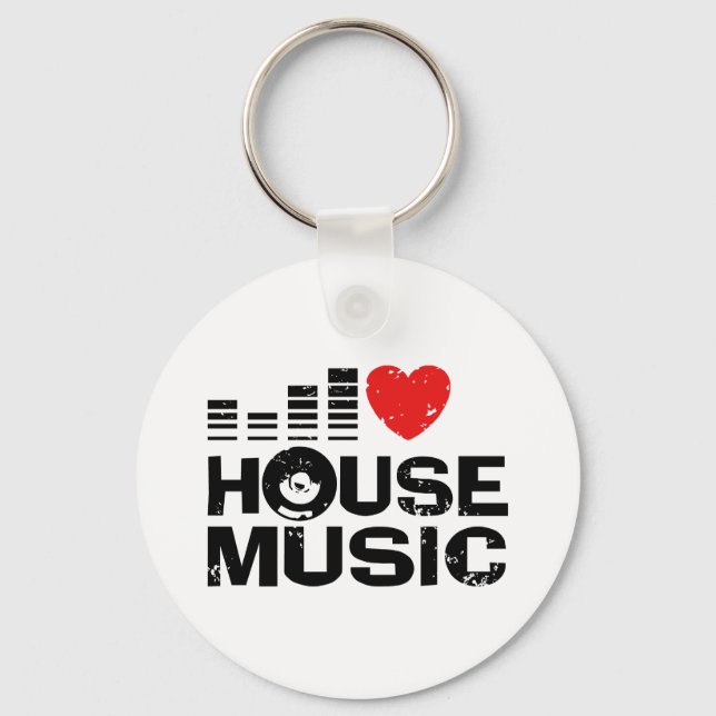 I Love House Music Keychain (Front)