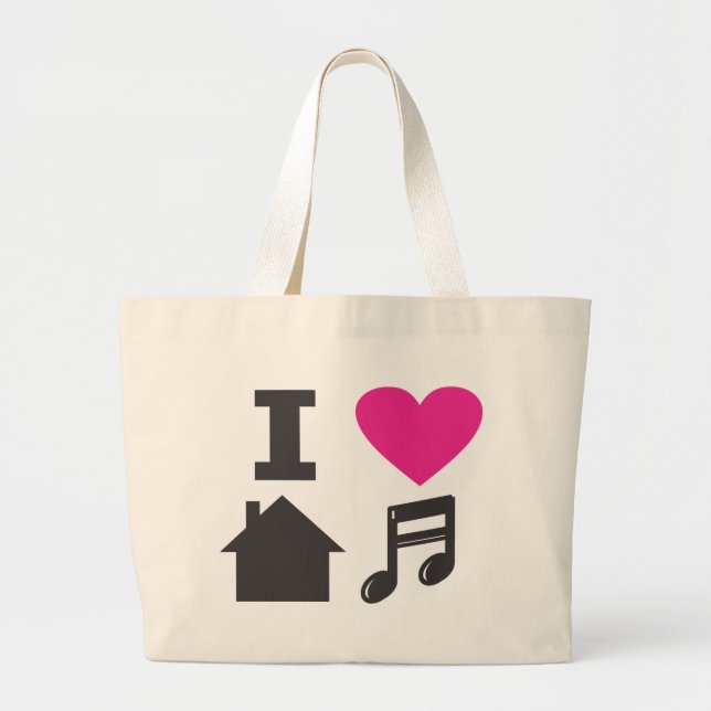 I love house music large tote bag (Front)