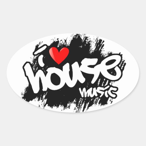 I Love House Music Oval Sticker