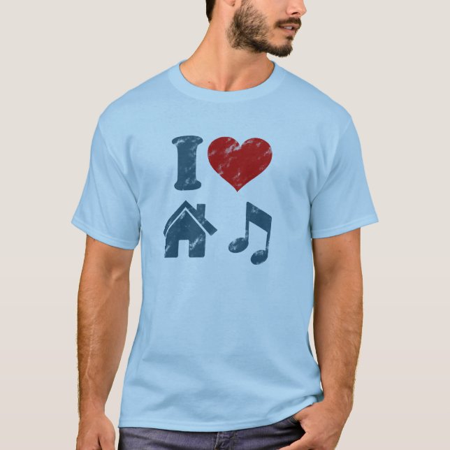 I Love House Music Vintage T-Shirt | Music Gifts (Front)