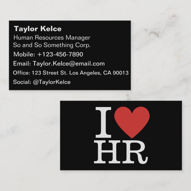 I ❤️ Love HR  - HR Department/Staff -  Business Card (Front/Back)