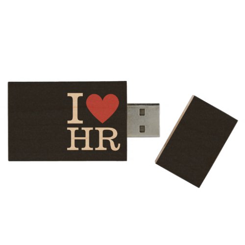 I ️ Love HR _ HR Dept _ USB  Wood Flash Drive