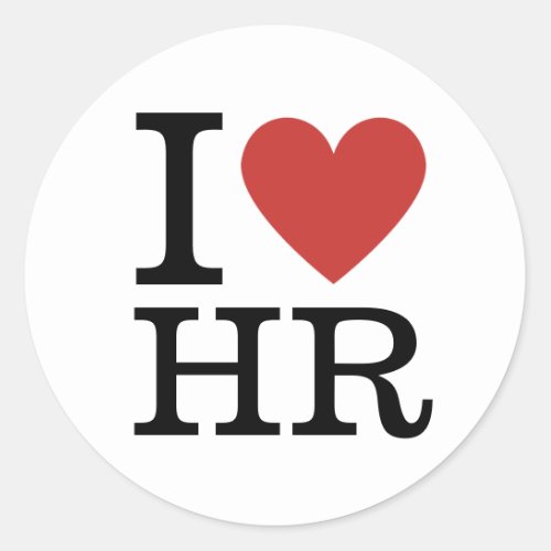 I âï Love HR Round Circle Sticker _ HR Dept Staff