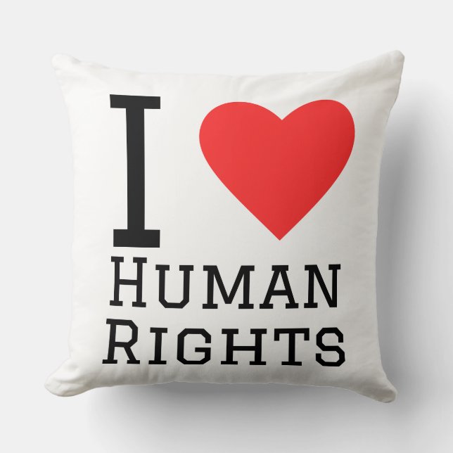 I love human rights throw pillow (Front)