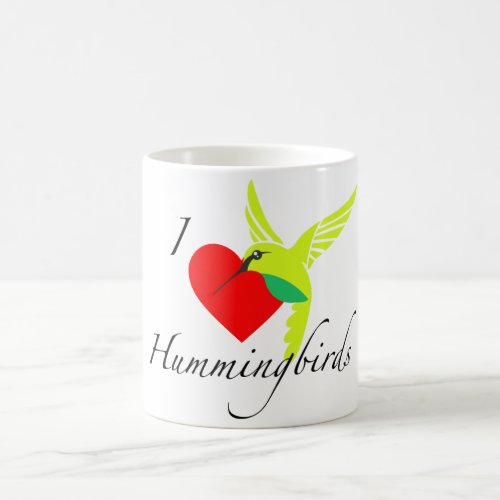 I Love Hummingbirds Lt Green Coffee Mug