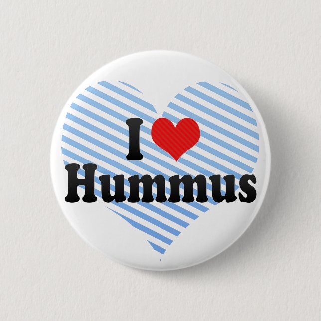 I Love Hummus Pinback Button (Front)