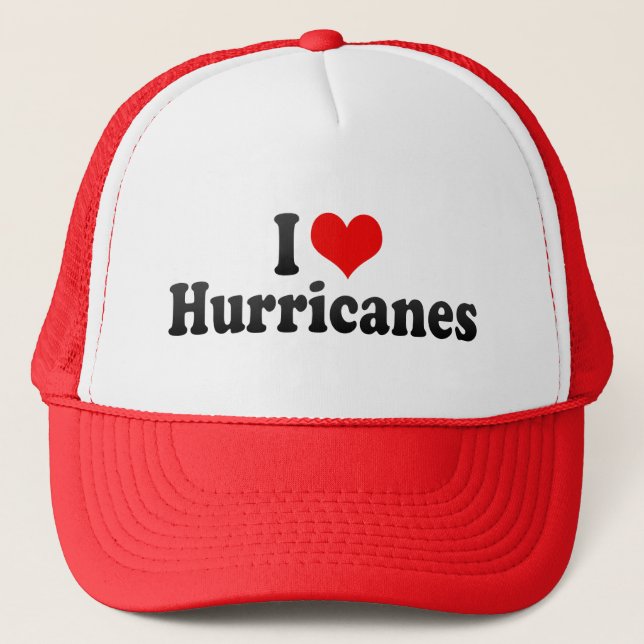 I Love Hurricanes Trucker Hat (Front)