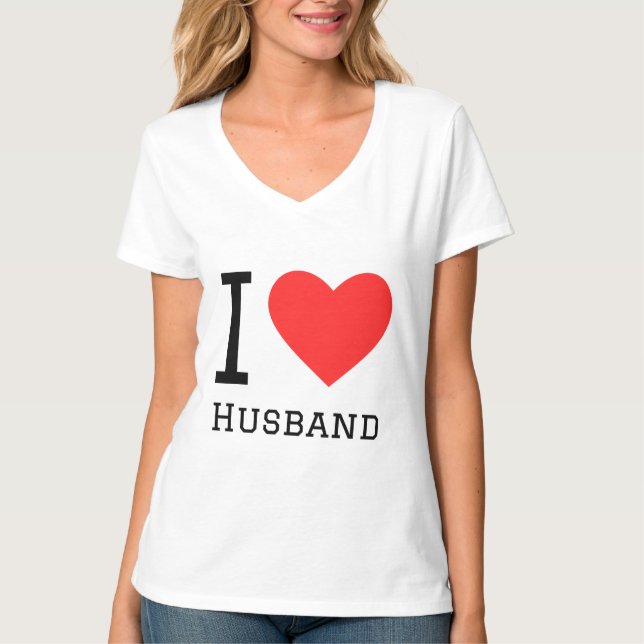 I love husband square sticker T-Shirt (Front)
