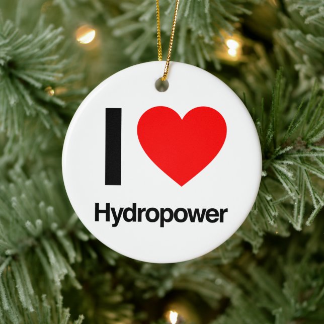 I Love Hydropower Ceramic Ornament (Tree)
