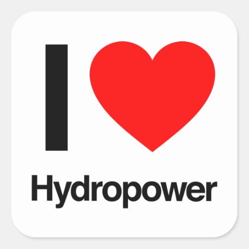I Love Hydropower Square Sticker